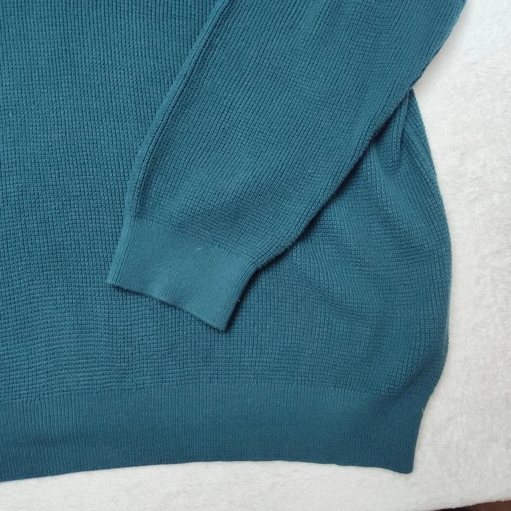 Vineyard Vines Sweater Mens 2XL Green Pullover 1/4 Zip Mock‎ Neck Waffle-Knit